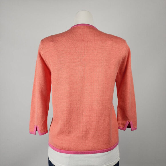 Talbots Orange & Pink Cotton Cardigan Size S - Picture 5 of 8